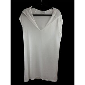 Jordan Laylor White Hooded Cover-Up Mesh Knit‎ Sleeveless Top